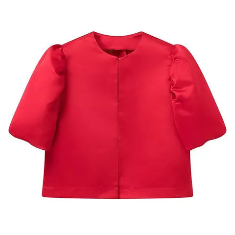 Elevate Your Daily Wardrobe: The Puff Sleeve Perfection - red