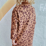 Leopard Round Neck Long Sleeve Sweater - runwayfashionista.com