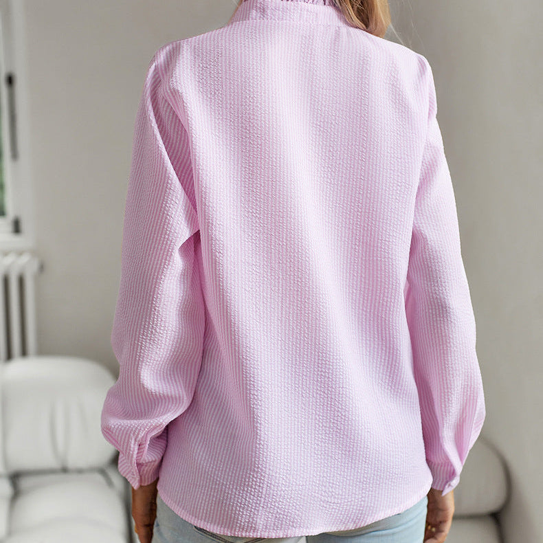 Striped Long Sleeve Shirt - Pink