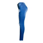 Double Color Patchwork Ripped Knees Jeans - runwayfashionista.com