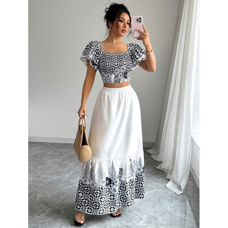 Printed A-Line Dress Set for a Daring Look