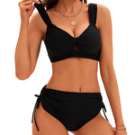 High Waist Two Piece Black Swimsuit.