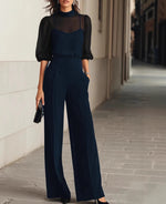 Camisole Vest Mesh Shirt And Dress Pants - marine blue
