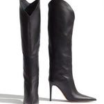 Pointed Toe Silk Satin Knee Thigh Boots