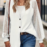 Button Up V-Neck Long Sleeve Outerwear - runwayfashionista.com