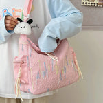 Contrast Texture Shoulder Bag - Runwayfashionista.com