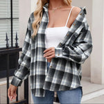 Plaid Collared Neck Long Sleeve Shirt - runwayfashionista.com