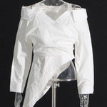 Irregular Lapel and Waist Cinching Top