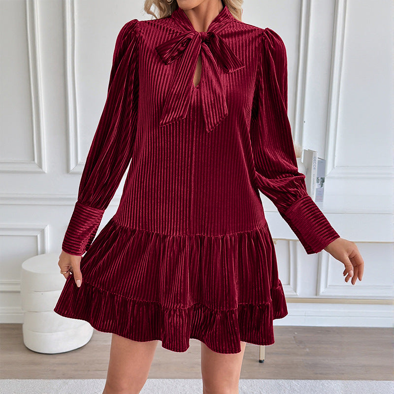 Elegant Burgundy Velvet Mini Dress