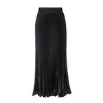 Glossy pleated long skirt