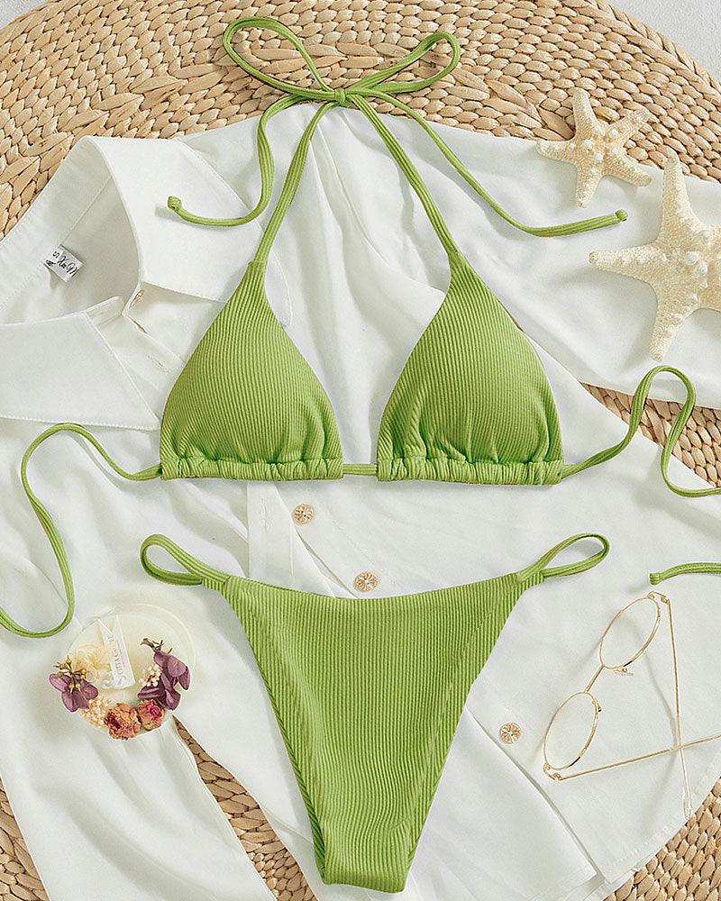 Luxury High-Waist Hanging Neck Tie Bikini