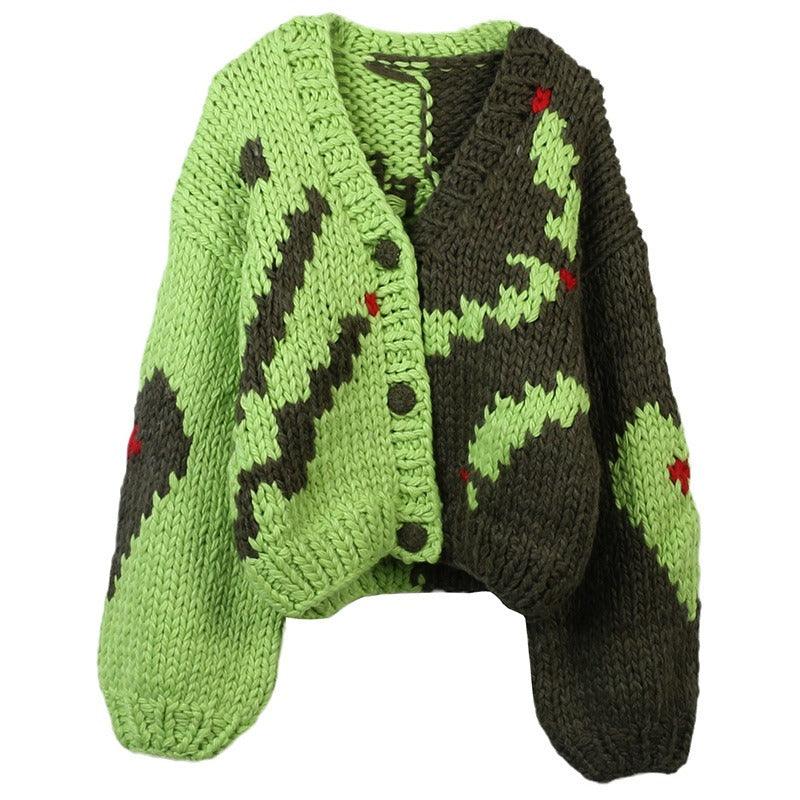 V-Neck Long Sleeved Loose Cardigan