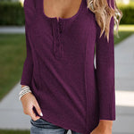 Scoop Neck Long Sleeve T-Shirt -Runwayfashionistta.com