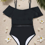 This daring one-piece swimsuit features a flattering high-waist design that enhances your silhouette with confidence and style.