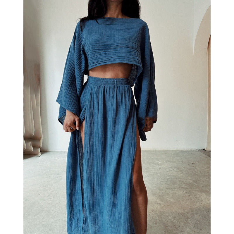 Effortless Elegance: The Linen-Blend Two-Piece Set Reveal - blue