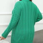Plus Size Round Neck Long Sleeve Cable-Knit Sweater