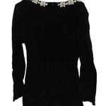 Floral Embellished Square Neck Mini Dress - black