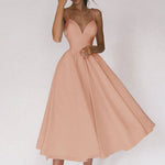 Sexy V-neck Suspender Midi Dress