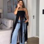 Black Bandeau Fringe Top