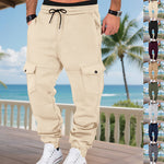 Fleece-lined Multi-pocket Cargo Pants - beige
