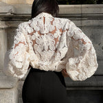 White Floral Pearl Textured Shirt