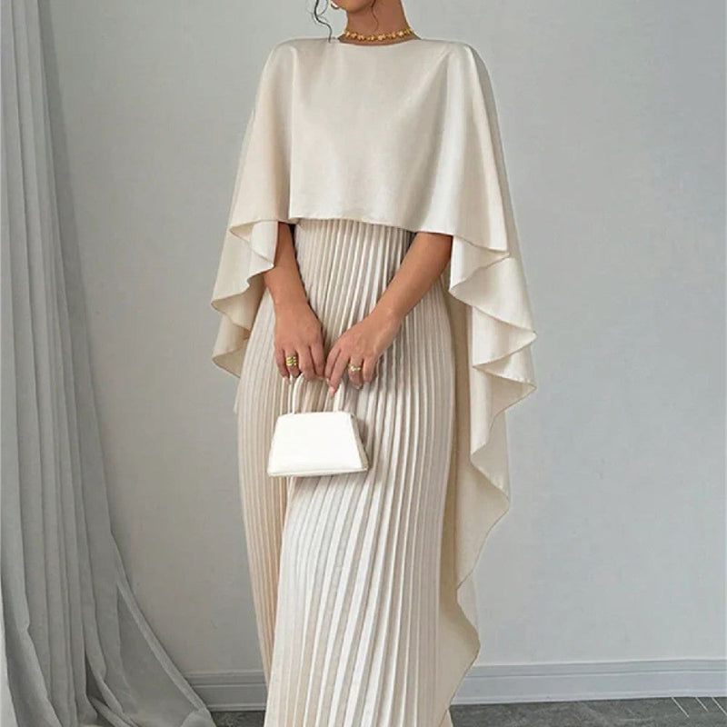 Loose Batwing Sleeve Maxi Dress - milky white