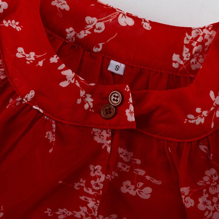 Round Neck Long-sleeved Cropped Top And Printed Mini Skirt Two-piece Set