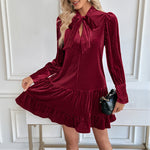 Elegant Burgundy Velvet Mini Dress