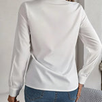 V-Neck Long Sleeve Blouse - runwayfashionista.com