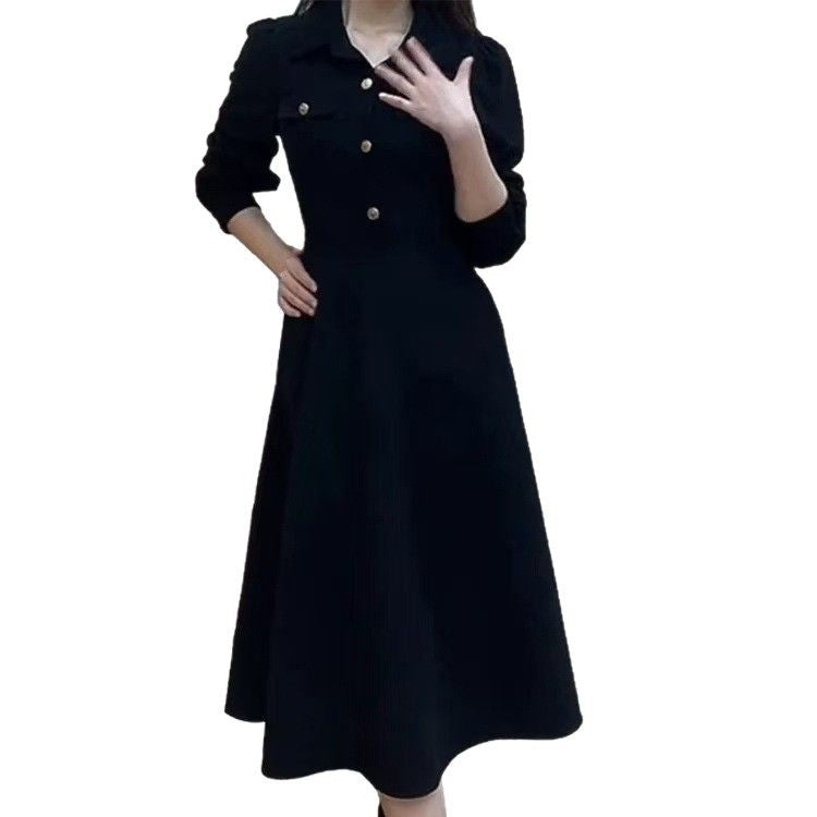 Black Hepburn Style Midi Dress