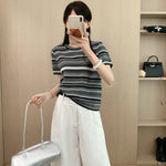 This bold round neck tee with short sleeves offers effortless style and comfort for every daring look.