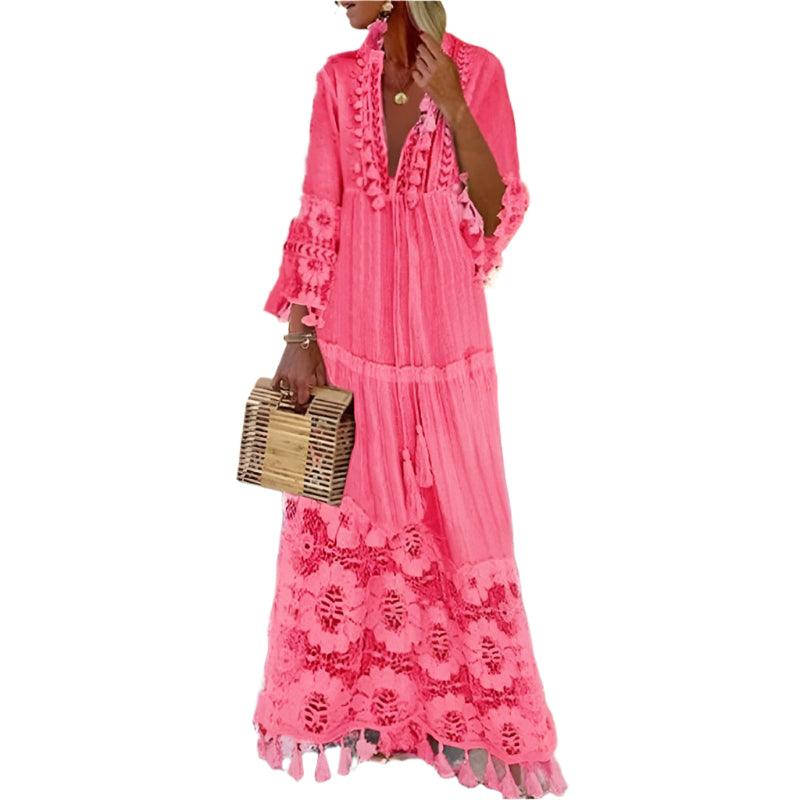 Patchwork Vacation Style Dress