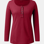 Scoop Neck Long Sleeve T-Shirt -Runwayfashionistta.com