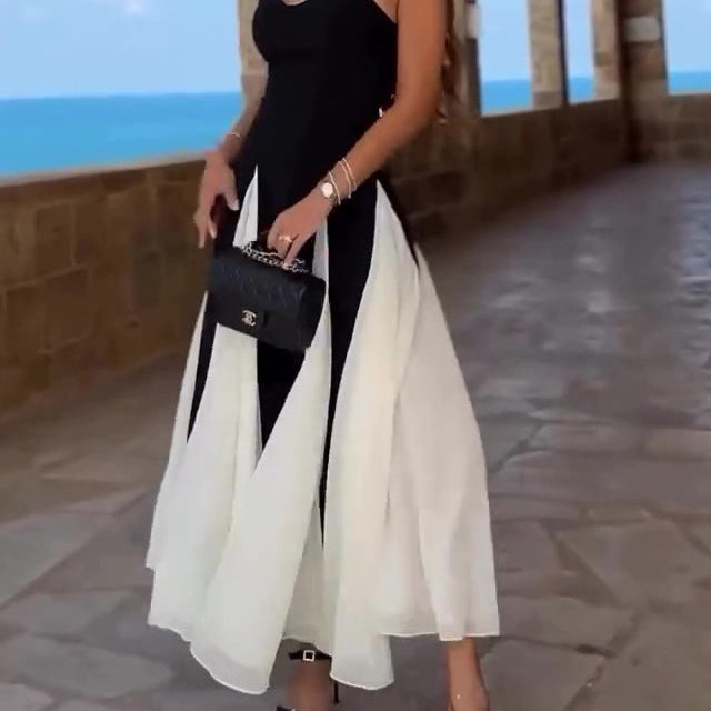 Black And White Contrast Tube Top Dress