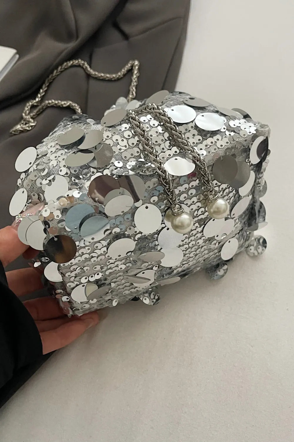 Drawstring Sequin Crossbody Bag - rnwayfashionista.com