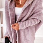Oversized Bat Sleeve Hooded Cardigan
