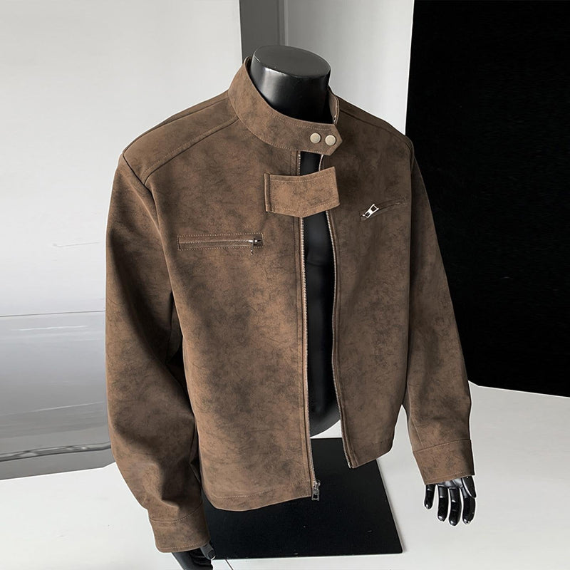 Gemini saidUrban Edge: The Essential Stand-Collar Moto Jacket - brown