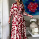 Printed Flounce Sleeve Maxi Dress