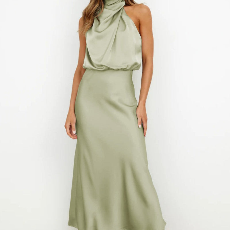 Sleek Sleeveless Summer Midi Dress - green