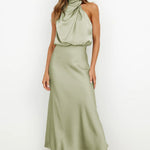 Sleek Sleeveless Summer Midi Dress - green