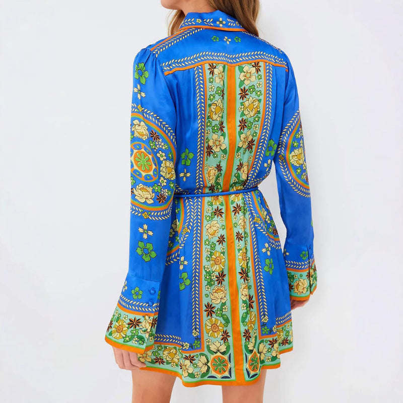 Belted Waist Long Sleeve Dress