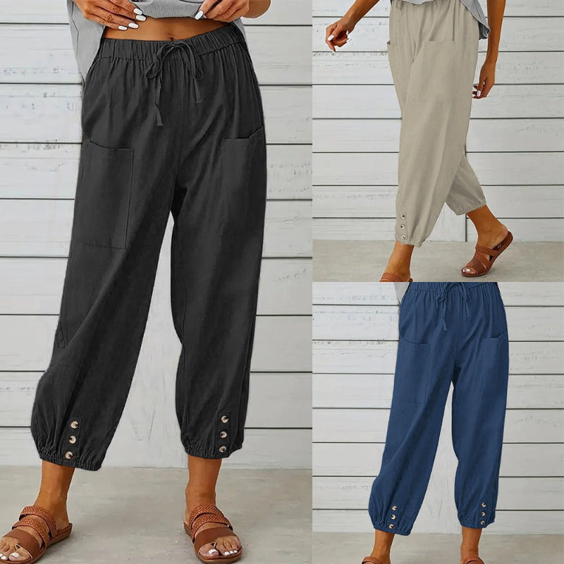 Effortless Chic: The Loose-Fitting High-Waist Nine-Point Wide-Leg Pants You'll Love!
