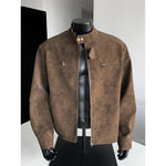 Gemini saidUrban Edge: The Essential Stand-Collar Moto Jacket - brown