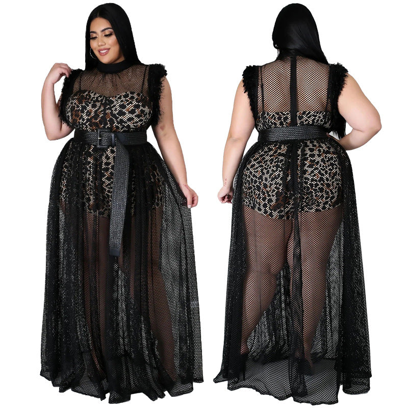Daring Mesh: The Plus Size Two-Piece Statement - Black