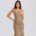 Off-shoulder Backless Sexy Evening Midi Dress