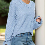 Dropped shoulder long sleeve top - runwayfashionista.com