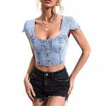 Blue Denim Crop Top