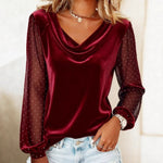 Elegant Diamond Mesh Sleeve Loose Top