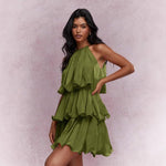 Ruffled Hem Elegant Mini Party Dress