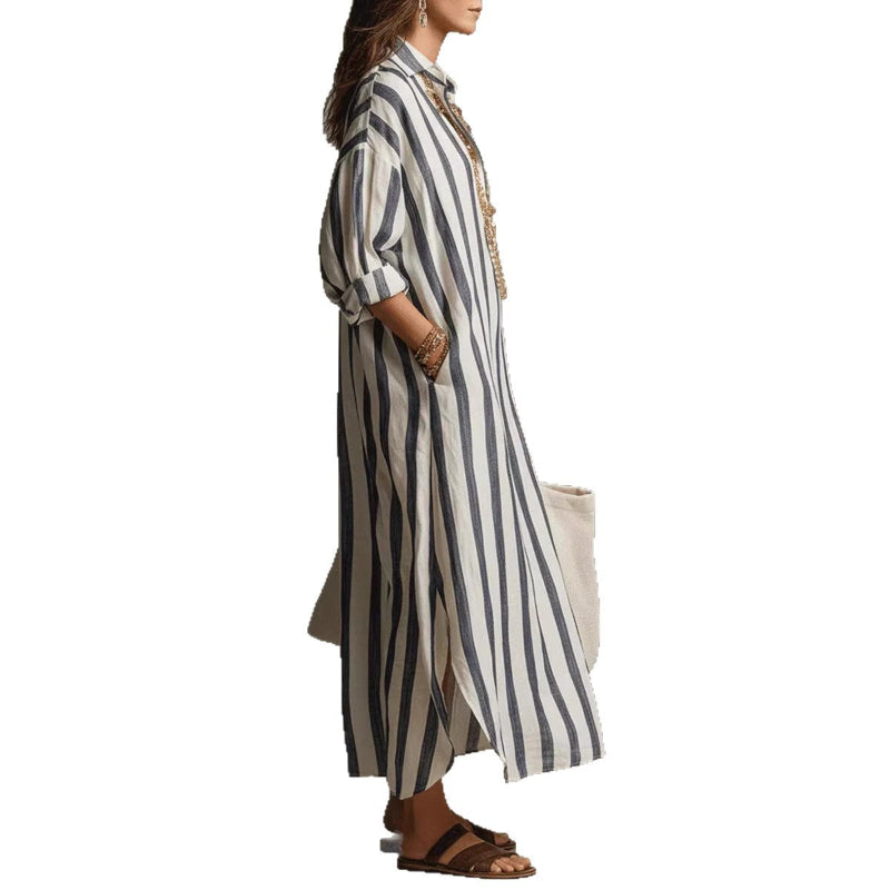 Split Collar Short Sleeve Midi Dresses - grey